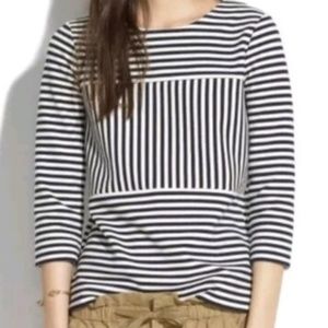 Madewell Gallerist Ponte Striped Top Navy Cream XS